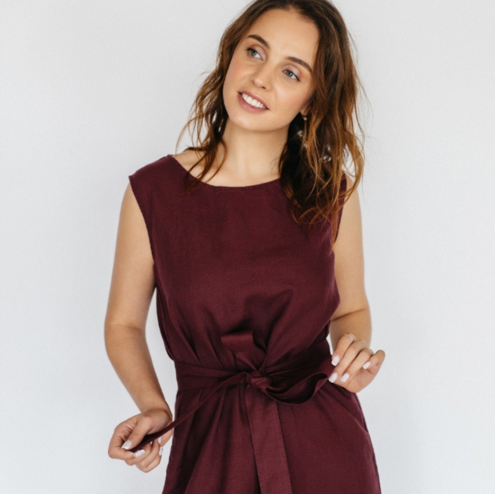 Casual 100% linen dress